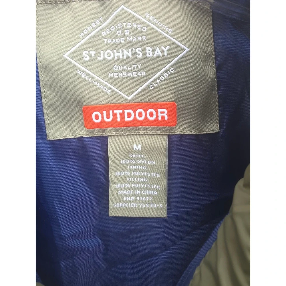865 St Johns Bay Outdoor Quilted Puffer Shirt Jacket Olive Green Medium - Picture 2 of 6